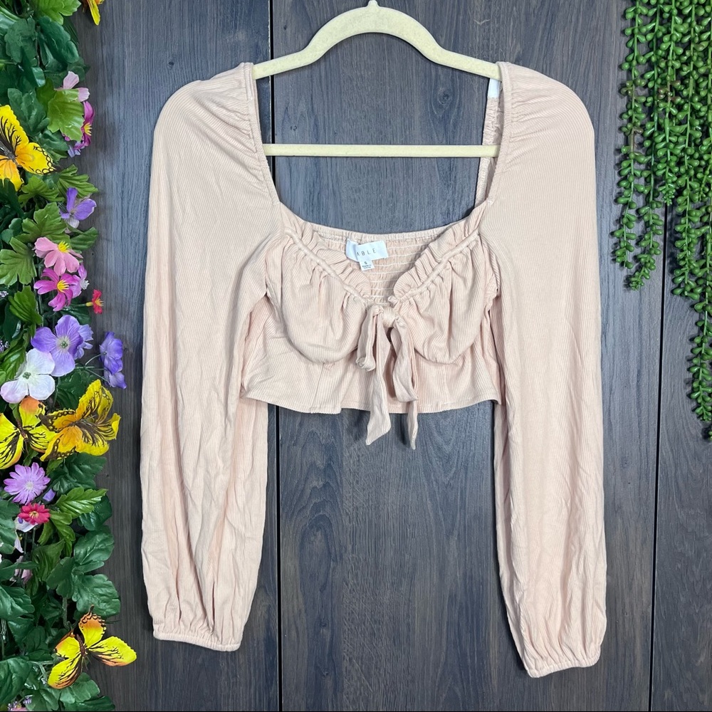 ,🌼3/$30🌼Mabel Long Sleeved Ribbed Crop Top Size Small